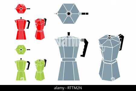 Pot del caffè senza contorno e colorato Illustrazione Vettoriale