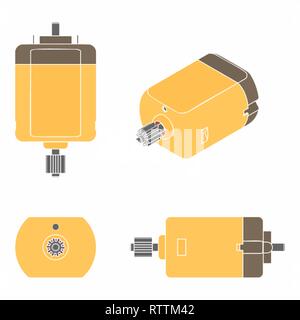 Motore DC colorati. Senza contorno. Illustrazione Vettoriale