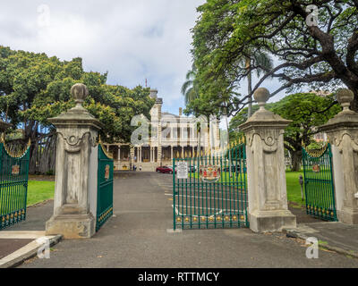 L'Iolani Palace Il 6 agosto 2016 a Honolulu Hawaii. L'Iolani Palace è l'unico palazzo reale negli Stati Uniti e fu la casa di Hawaiian Re. Foto Stock