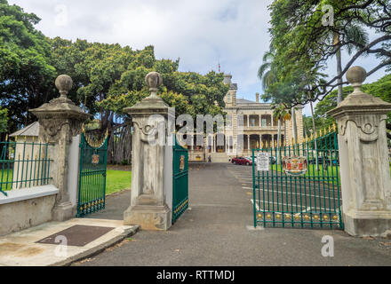 L'Iolani Palace Il 6 agosto 2016 a Honolulu Hawaii. L'Iolani Palace è l'unico palazzo reale negli Stati Uniti e fu la casa di Hawaiian Re. Foto Stock