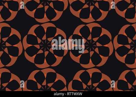 Senza cuciture, sfondo astratto modello realizzato con forme geometriche in fiore astrazione. Vettore Decorativa Arte in arancione e nero i colori. Illustrazione Vettoriale