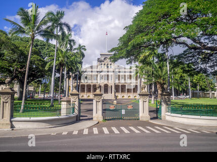 L'Iolani Palace Il 6 agosto 2016 a Honolulu Hawaii. L'Iolani Palace è l'unico palazzo reale negli Stati Uniti e fu la casa di Hawaiian Re. Foto Stock