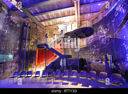 Interno dell'ingegneria Brunel museum di Rotherhithe, Londra, Regno Unito. Costruito nell'originale albero di accesso al suo Victorian Thames di Fiume tunnel. Foto Stock