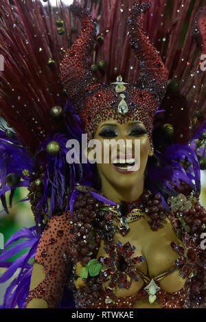 RJ - Rio de Janeiro - 03/03/2019 - Parata di Tijuca Empire il carnevale di Rio 2019 - La regina di tamburi Laynara Telles presso la scuola di samba parade IMPERIO DA TIJUCA durante la presentazione delle scuole di samba del gruppo A al Sambodromo da Marques di Sapucai a Rio 2019 Carnevale .. Foto: Thiago Ribeiro / AGIF Foto Stock