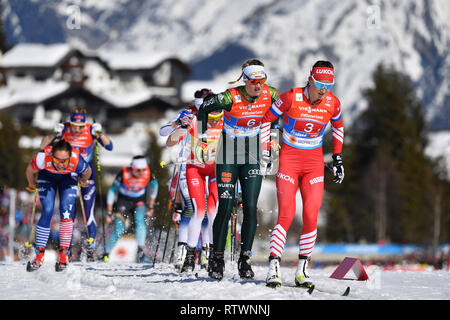 Victoria CARL (GER, 2.v.re) dopo l'avvio, l'azione nel pack, cross country ladies 4 x 5 km staffetta Classic / Free, sci di fondo donne il relè classico / freestyle FIS Nordic Ski World Championships 2019 in Seefeld / Austria 19.02.-03.03 .2019. | Utilizzo di tutto il mondo Foto Stock