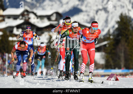 Victoria CARL (GER, 2.v.re) dopo l'avvio, l'azione nel pack, cross country ladies 4 x 5 km staffetta Classic / Free, sci di fondo donne il relè classico / freestyle FIS Nordic Ski World Championships 2019 in Seefeld / Austria 19.02.-03.03 .2019. | Utilizzo di tutto il mondo Foto Stock