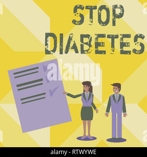 Scrittura testo scrittura di fermare il diabete. Concetto significato prendere cura dei vostri livelli dello zucchero dieta sana abitudini alimentari Foto Stock