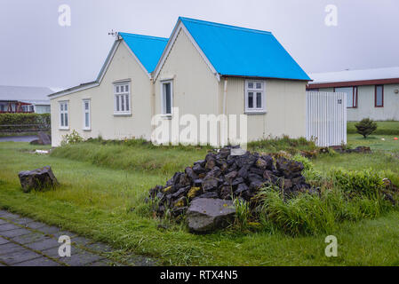 Eyrarbakki villaggio di pescatori sulla costa sud dell'Islanda Foto Stock
