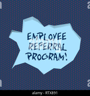 La grafia la scrittura di testo Employee Referral Program. Concetto significato lavoro strategia di incoraggiare i datori di lavoro attraverso i premi Foto Stock