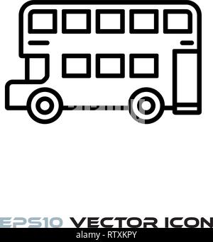 Doubledecker bus linea piatta icona illustrazione vettoriale Illustrazione Vettoriale