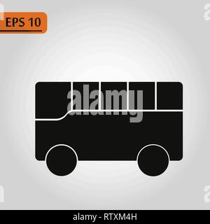 Icona di bus, vettore di trasporto, logo solido styleeps piatto10 Illustrazione Vettoriale