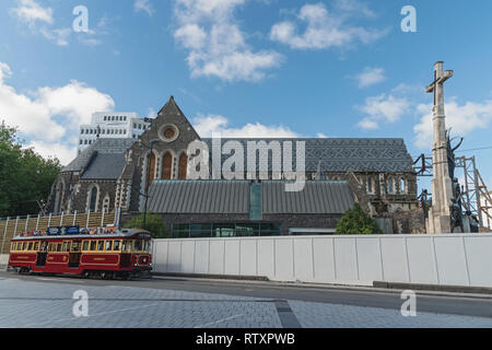 Nuova Zelanda per ricostruire la cattedrale di Christchurch dopo il terremoto. Il Revival gotico della cattedrale di stile è stata una delle attrazioni turistiche. Foto Stock