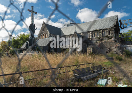 Nuova Zelanda per ricostruire la cattedrale di Christchurch dopo il terremoto. Il Revival gotico della cattedrale di stile è stata una delle attrazioni turistiche. Foto Stock