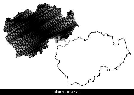 Durham (Regno Unito, Inghilterra, Non-metropolitan county, shire county) mappa illustrazione vettoriale, scribble schizzo della Contea di Durham mappa Illustrazione Vettoriale