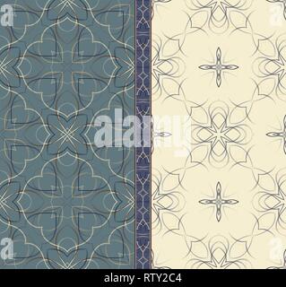 Classic seamless patterns in due colori e fregio. Illustrazione Vettoriale. Illustrazione Vettoriale