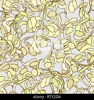 Modello senza giunture di semi germinati. I germogli di greggio, microgreens, mangiare sano concetto. Illustrazione Vettoriale Illustrazione Vettoriale