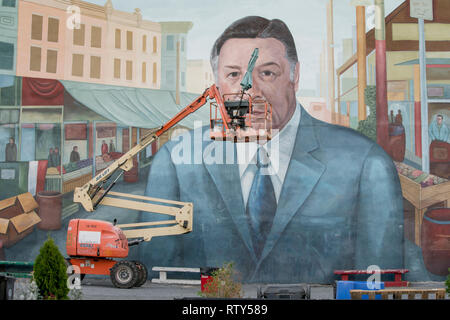 Passato il sindaco Frank Rizzo murale nel sud di Philadelphia, il mercato italiano Foto Stock