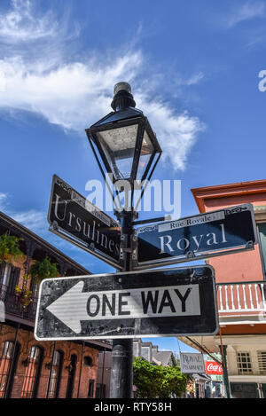 Crocevia delle Orsoline e Royal strade di New Orleans (USA) Foto Stock