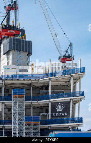 Sydney, Australia Nov 4th, 2018: un livello di terra vista della costruzione del Crown Casino a Barangaroo sud sul bordo del Porto di Sydney, Australia Foto Stock