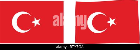 Bandiera della Turchia. Semplice e leggermente sventolando versione. Illustrazione Vettoriale