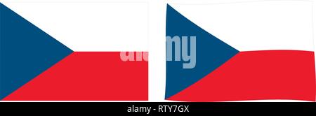 Repubblica ceca (Cechia) bandiera. Semplice e leggermente sventolando versione. Illustrazione Vettoriale