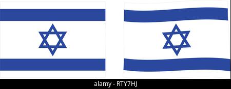 Stato di bandiera di Israele. Semplice e leggermente sventolando versione. Illustrazione Vettoriale