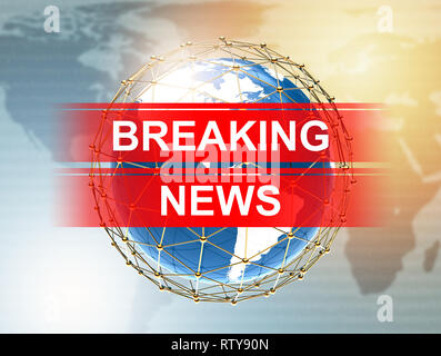 Ultime notizie con planet su uno sfondo luminoso: 3D illustrazione Foto Stock