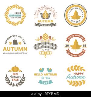 Etichetta di autunno Vintage Logo vettoriale per banner, poster, flyer Illustrazione Vettoriale