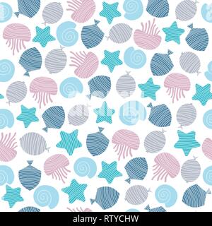 Carino il pesce. Bambini sfondo. Seamless pattern per il tessuto. Illustrazione Vettoriale