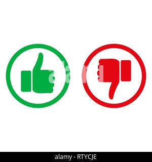 Simili e non piacciono i set di icone. Pollice in alto e il pollice verso il basso Illustrazione Vettoriale