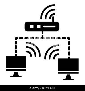 Icona wireless, illustrazione vettoriale, tecnologia di glifi Foto Stock