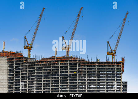 LAS VEGAS, NV, Stati Uniti d'America - Febbraio 2019: il nuovo mondo Resort Hotel in costruzione in Las Vegas sul sito del vecchio Stardust Hotel. Resorts mondo ho Foto Stock