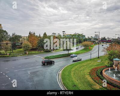 ORLANDO, FLORIDA, Stati Uniti d'America - Dicembre 2018: vista aerea delle strade della città vicino al Disney molle. Foto Stock