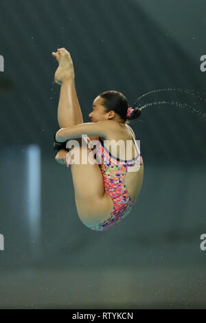 Sagamihara Green Center, Kanagawa, Giappone. 2 Mar, 2019. Rin Kaneto (JPN), 2 marzo 2019 - Immersioni subacquee : FINA Diving World Series 2019 Sagamihara Donne 10m Platform semi-finale di Sagamihara Green Center, Kanagawa, Giappone. Credito: YUTAKA AFLO/sport/Alamy Live News Foto Stock