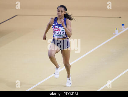 Glasgow, Scotland, Regno Unito. 3 Marzo, 2019. Diallo Rouguy di frate durante le Donne Salto triplo al giorno 3 del Europei Indoor di Atletica a Emirates Arena di Glasgow, Scozia. (Foto di Scottish Borders Media/Alamy Live News) solo uso editoriale, è richiesta una licenza per uso commerciale. Nessun uso in scommesse. Credito: Scottish Borders Media/Alamy Live News Foto Stock