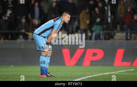 Lokeren, Belgio. 03 Mar, 2019. LOKEREN, Belgio - MARZO 03: Davino Verhulst di Lokeren guarda sconsolato durante la Jupiler Pro League Match Day 28 tra Sporting Lokeren e RSC Anderlecht su Marzo 03, 2019 in Lokeren, Belgio. (Foto di Vincent Van Doornick/Isosport) Credito: Pro scatti/Alamy Live News Foto Stock