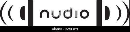 Cuffie audio wave vettore nero logo design Illustrazione Vettoriale