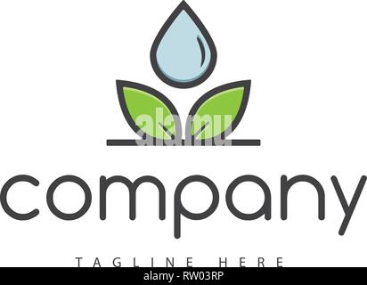 Acqua pura natura vettore organico logo design Illustrazione Vettoriale
