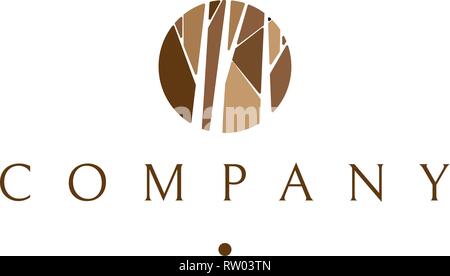 Albero di foresta marrone vettore astratto logo design Illustrazione Vettoriale
