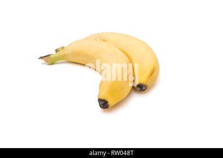 Due banane isolati su sfondo bianco Foto Stock