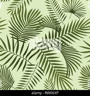 Verde foglie tropicali. Seamless graphic design con incredibile foglie delle palme Illustrazione Vettoriale