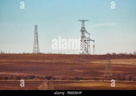 Le linee elettriche crollato Foto Stock