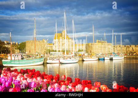 Il porto di Saint Malo, Francia Foto Stock