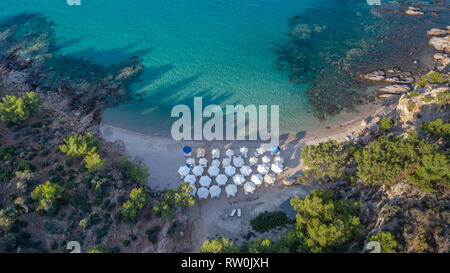 Vista aerea della spiaggia Notos. Thassos Island, Grecia Foto Stock