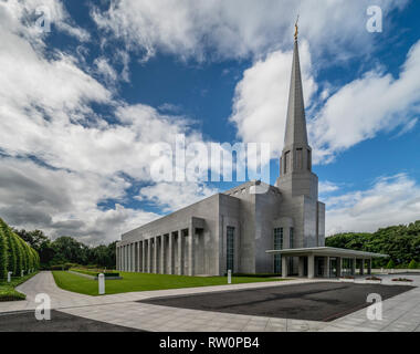 Il Preston Inghilterra tempio, 52nd tempio operativo della Chiesa di Gesù Cristo dei Santi degli Ultimi Giorni (LDS Chiesa), chorley, lancashire, Regno Unito. Costruito in19 Foto Stock