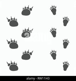 Orme di animali isolati su sfondo chiaro. Illustrazione Vettoriale. Illustrazione Vettoriale