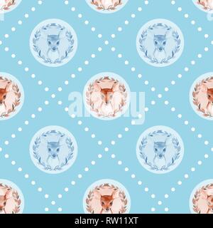 Acquerello seamlessl vintage pattern con cerbiatti Foto Stock