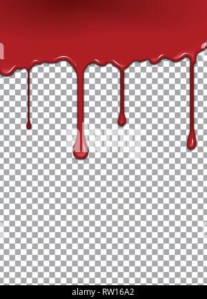 Il sangue o di sciroppo di fragola o Ketchup su sfondo trasparente. Illustrazione Vettoriale Illustrazione Vettoriale