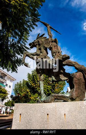 Statua di Don Chisciotte nella località di Nerja sulla Costa del Sol in Spagna Foto Stock