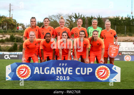 Parchal, Portogallo. 4 Mar 2019.Bela Vista Stadio Comunale, Algarve Cup 2019, Islanda - Scozia (donne), foto team durante la partita Islanda - Scozia (donne) Credito: Pro scatti/Alamy Live News Foto Stock